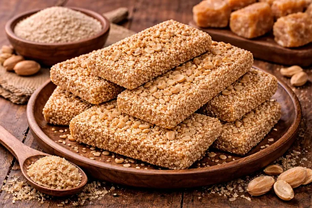 Til Gur Gajak (Sesame Jaggery Brittle)